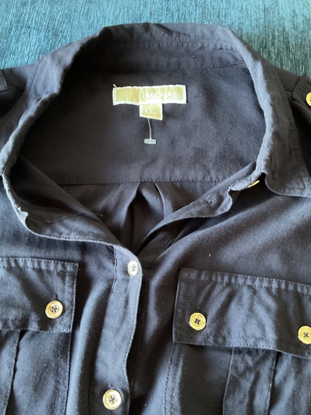 Michael Michael Kors Black Gold Buttoned Dress Sz L